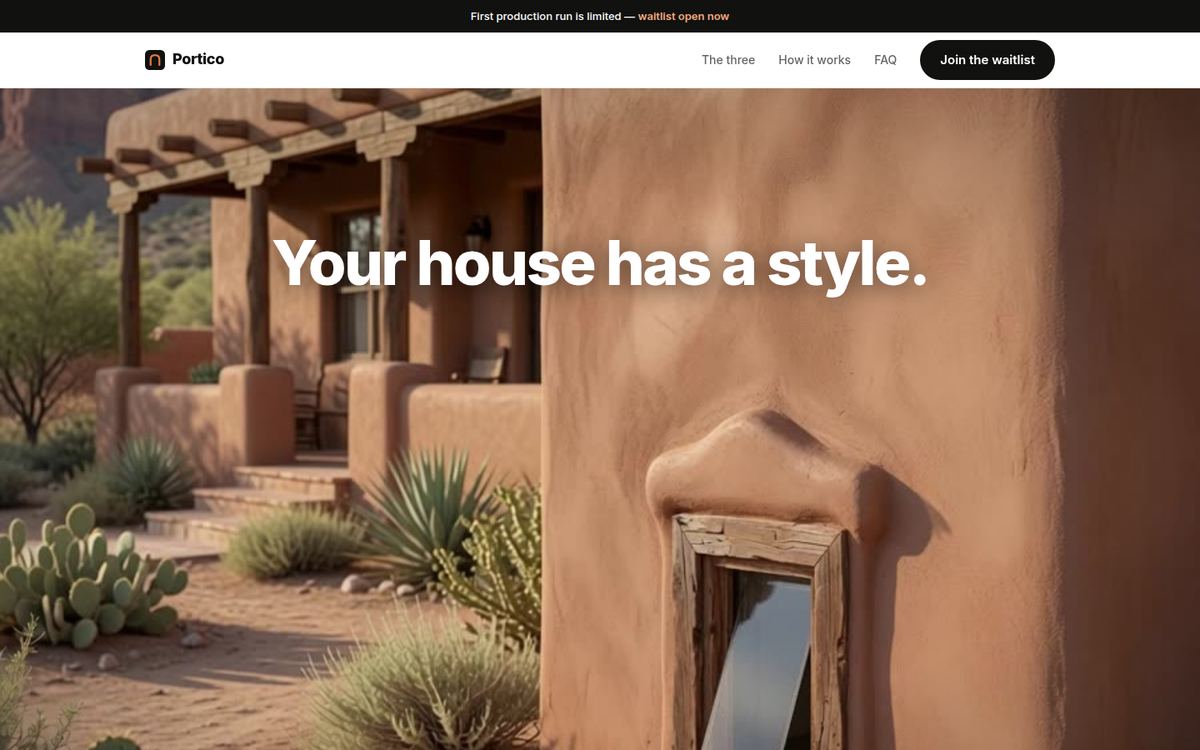 Portico website, home page